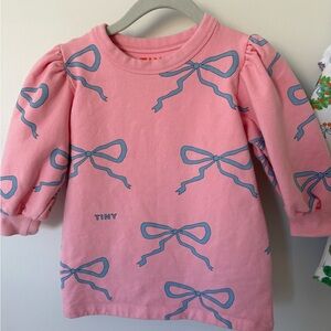 Tiny cottons pink and blue bow dress